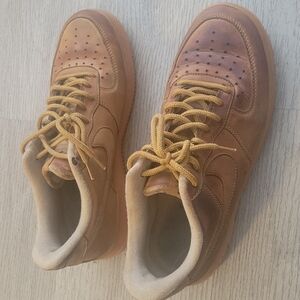 Men's Tan Wheat Nike Air Force 1 Low Sneakers Size 8